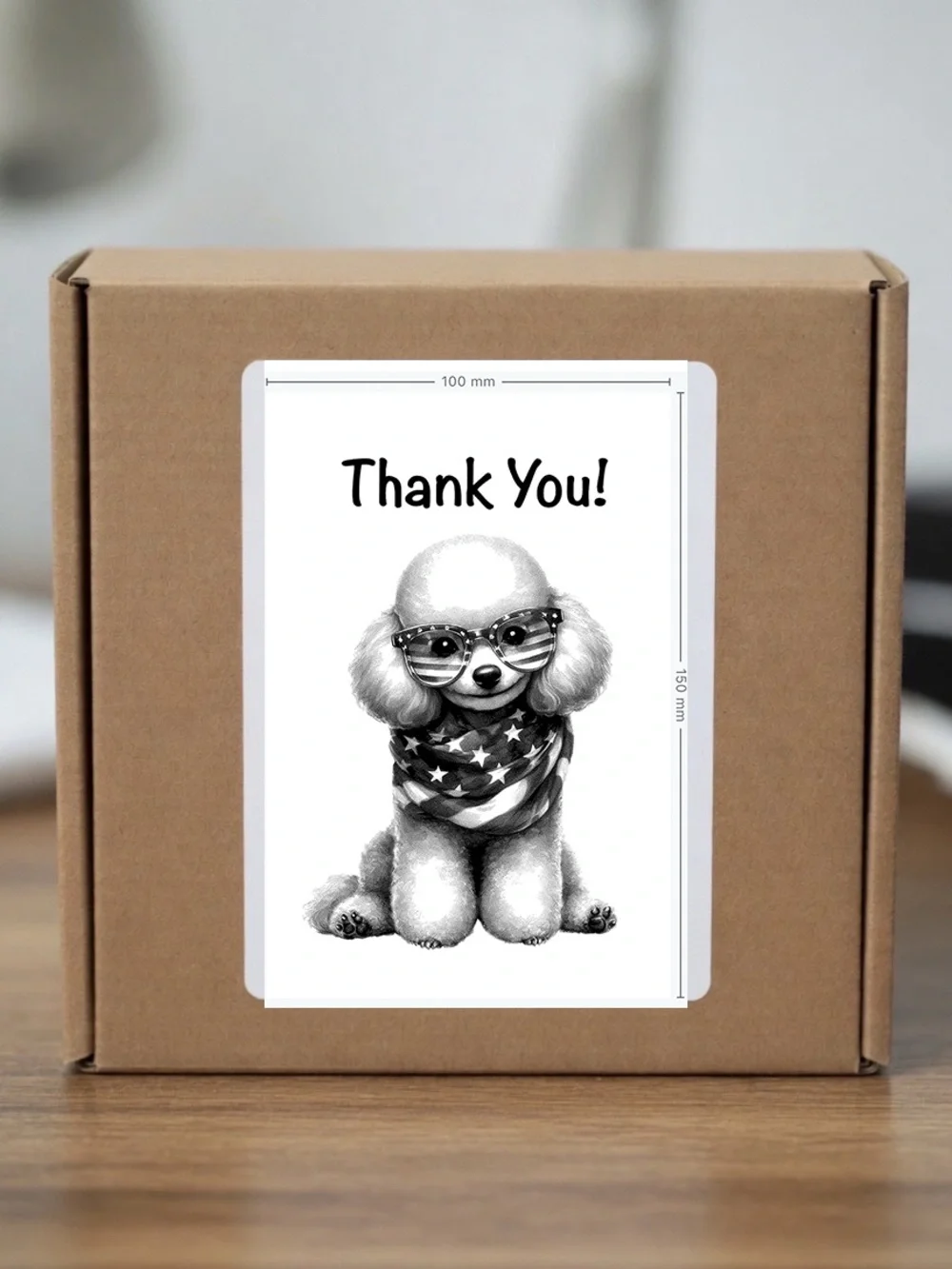 Patriotic Poodle Thank You Stickers 4”x6”-100ct.